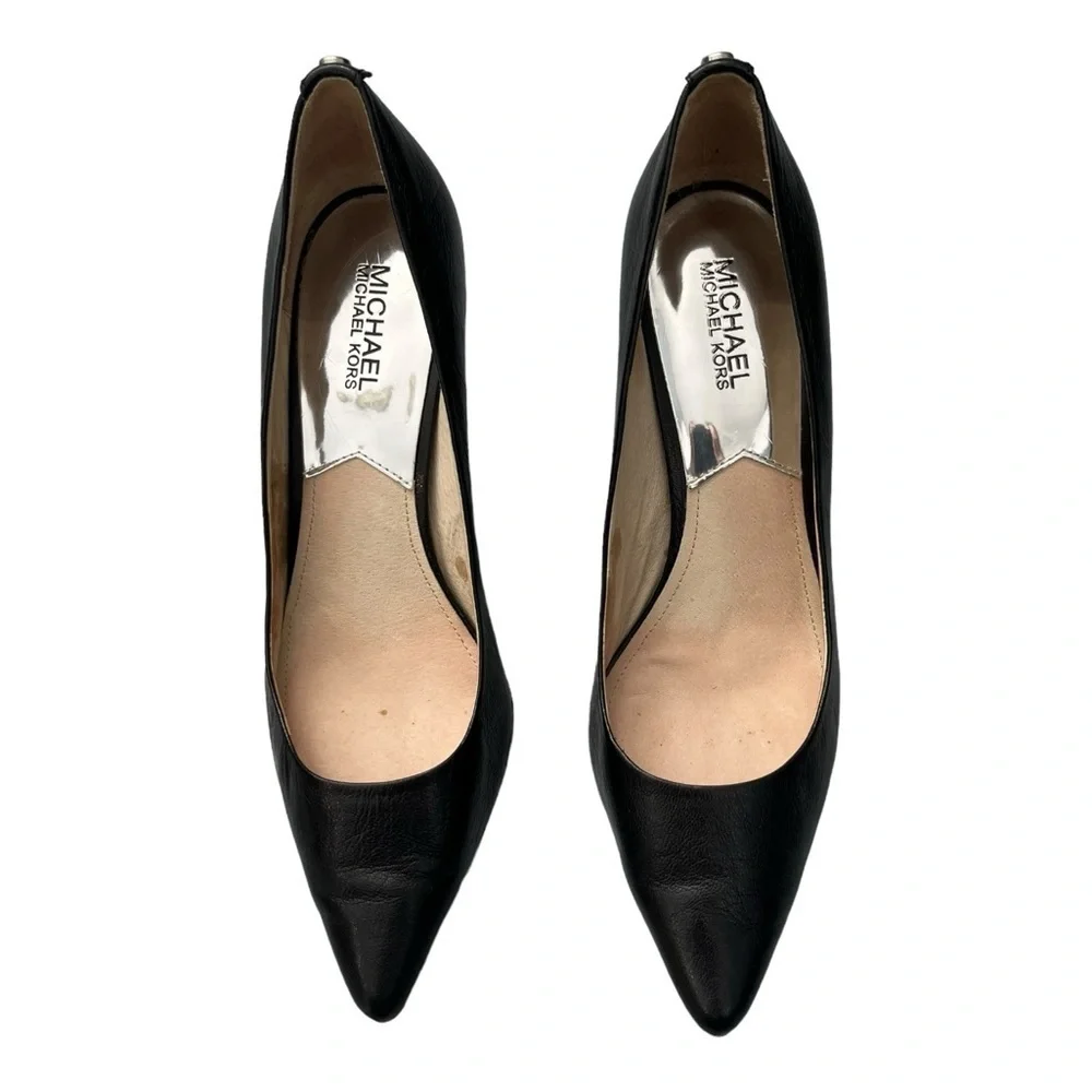 Michael Michael Kors Dorothy black 100% leather pointy toe classic pump heels - Picture 4 of 10